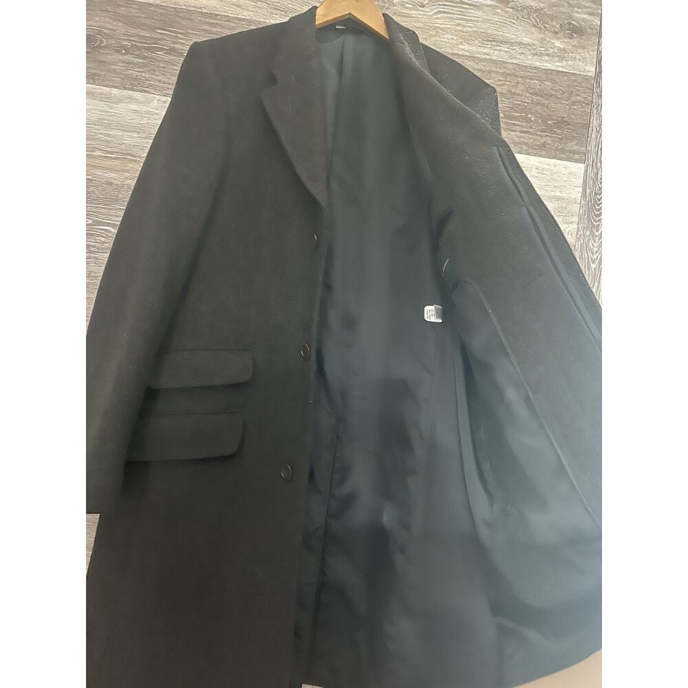 Banana Republic Parka Wool Coat Long Black Men's Large Pockets - Picture 2 of 10